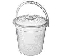 Asude Plastic Bucket with Lid Handle Small Large Storage Bucket Bin Container Measures (Clear, 10L)