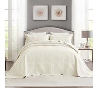 Asuexpect Oversized King Bedspread 128x120 Extra Wide Lightweight Bedding Set California King Bedspread Reversible Quilt Soft Coverlet for All Season, King/Cal King, 3 Piece, White Cream