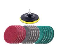 Asuinxurr 16Pcs 5Inch 3 Different Color Scrubbing Pads Drill Powered Brush Tile Scrubber Scouring Pads Cleaning Kit,Abrasive Buffing Pads Replacement 1 Pcs Hook Attachment for House Cleaning