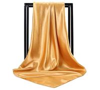 ASUITOFK 35" Womens Large Satin Square Scarf Silk Feeling Hair Wrapping Gift Headscarf Scarves, Ginger Yellow, One Size
