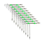 Asukohu 10Pcs/pack Glow Beaded T Shape Fishing Swivels Resistant Stainless Steel 3 Way Rolling Swivels Set Fishing