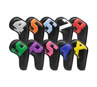 Asukohu 10pcs PU Leather Head Cover Waterproof Headcover Iron Club Head Cover Rod Protective Cases Durable Club Covers PU Soft and Durable Lightweight and Portable