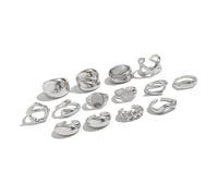 Asukohu 12 x Beads with Geometric Openwork Rings Collection Lightweight Mix and Matching Irregular Finger Decorate Crafts for Daily Wear, As described
