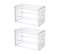 Asukohu 2Pcs Clear Stackable 3/4 Tiers Storage Box Flipping Lid Design Figure Display Case Organizer for Home and Waterproof and Dustproof Storage Box