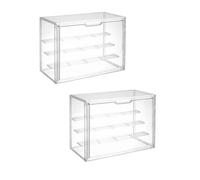 Asukohu 2Pcs Clear Stackable 3/4 Tiers Storage Box Flipping Lid Design Figure Display Case Organizer for Home and Waterproof and Dustproof Storage Box