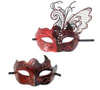Asukohu 2Pcs Masquerade Face Cover Masquerade Eyemask Half Face Cover Butterfly Eyemask For Men Women Halloween Cosplay Metal Butterfly