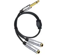 Asukohu 6.35mm Male Plug Stereo To 2x6.35mm Female Plug Connector Speakers Cable Y Splitter Adapter Cable Headsets Adapter Guitar Sound