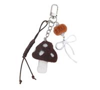 Asukohu Adorable Mushroom Plush Key Holder Playful Plush Mushroom Key Ring with Alloy Bowknot Magic for a Fun Look