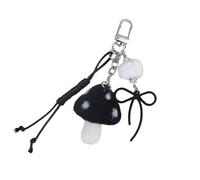 Asukohu Adorable Mushroom Plush Key Holder Playful Plush Mushroom Key Ring with Alloy Bowknot Magic for a Fun Look