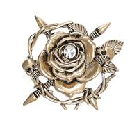 Asukohu Alloy Skull Rose Brooch Natural Corsage Pin Unique Plant Brooch For Those Who Love Unique And Eye-catching Accessories