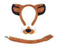 Asukohu Animals Cosplay Costume Set Dogs Hair Hoop Set Plush Tail Bowtie Lions Ears Headband Mesh Skirt Gloves For Parties Lions Hair Hoop Plush Tail False Nose Dogs Ears Headband For Halloween