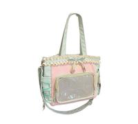 Asukohu Artistic Folding Backpack Two Tone Design Large Backpack Tear-Resistant Fabric Side Storage Compartments Water-Repellent Polyester Book Bag, Makeup Bag Green