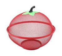 Asukohu Bread and Storage Basket with Lid, Metal Mesh, Red | Metal Mesh Fruit Basket for Kitchen Counter Bread Display Organizer, Decorative Fruit Holder