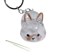 Asukohu Bunnies Shape Pet Furs Collector Display Case Decorative Key Ring Rabbit Hair Storage Pendant for Key Bag Collar Pet Hair Collection Pendant