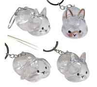 Asukohu Bunnies Shape Pet Furs Collector Display Case Decorative Key Ring Rabbit Hair Storage Pendant for Key Bag Collar Pet Hair Collection Pendant