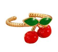 Asukohu Cherries Rings Elegant Abstract Rings Opening Copper Texture For Fashion Youthful Women Daily And Party Use Open