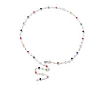 Asukohu Crystal Charm Necklace Y Shaped Chain Edge Colours Colarbone Chain Elegant Accessory for Parties and Everyday Night Jewellery, one size, As described, As described