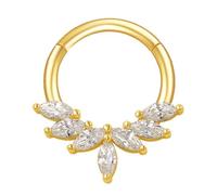 Asukohu Crystal Nose Clicker Handmade Silver Colour Septum Rings Stainless Steel Piercing Accessory for Ear and Cartilage Fashion Jewellery, one size, As described, As described