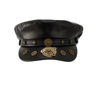 Asukohu Dark Berets Cabbie Hat Equipment Painter Baker Boy For Street Strolling Dark Fashion Props PU Steampunk Costume Accessory