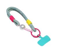 Asukohu Double Purpose Antislip Grip Nylon Multicolor Phone Lanyard Cord With Pearls Metal Accent For Secure Carrying Short Rope Cord