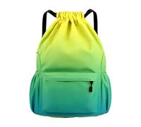Asukohu Draw String Backpack Sports Bag Gym Basketball Large Capacity Swimming Beach for Women Sports Follow Swim Gym Beach for Adults, Yellow Green Gradien, One Size