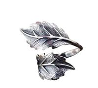 Asukohu Elegant Adjustable Alloy Rings with Delicate Leaf-shaped Finger Accessories for Casual or Formal Occasions Trendy Adjustable Leaf Ring