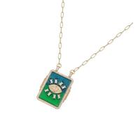Asukohu Elegant Women's Necklace Accessory for Women with Colourful Cotton Rope and Protective Paper Devil Eye Pendant for Parties Protection Amulet Pendant, one size, As described, As described