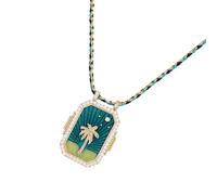 Asukohu Elegant Women's Necklace Accessory for Women with Colourful Cotton Rope and Protective Paper Devil Eye Pendant for Parties Protection Amulet Pendant, one size, As described, As described