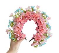 Asukohu Ethnic Style Flower Hair Decoration Handmade Flower Hair Net Accessory Headpiece for Traditional Costumes and Photo Shoots