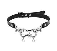 Asukohu European Americans Styles Leathers Collar Punk Bone Pentagrams Neck Bands Adjustable Length Neckchain Accessories O Styles Neck Chain