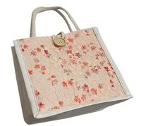 Asukohu Fashion Fabric Bag Bag With Flower Pattern Top Handle Bags Casual Textbook Handbag For Fashion Women Handbag