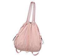Asukohu Fashionable Nylon Backpack Women Men Solid Color Schoolbag With Drawstring Shoulder Bag For Travel And Study Unisex Backpack