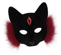Asukohu Faux Fur Wolf Foxes Mask Plush Cats Half Face Foxes Cat Cosplay Costume for Masquerades Halloween Christmas Plush Cats Half Face