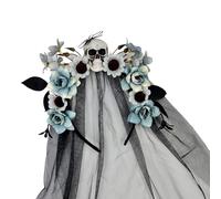 Asukohu Halloween Skull Flower Hairband with Veil for Witch Costume Day of the Dead Parties & Cosplay Accessories Witch Costume Headband