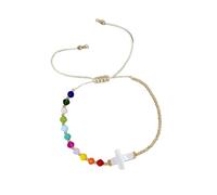 Asukohu Handmade Crucifix Bead Bracelet Multi-Colour Crystal Bracelet Jewellery for Casual Daily Creature Crucifix Pendant Beads Hand Chain, one size, As described