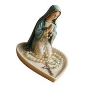 Asukohu Holy Mother Father Statue Prayer Tray Resins Religious Decorations Rosary Beads Jewellery Box for Home Church or Gift Give Decorative Rosary Stand Gift