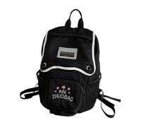 Asukohu Japanese Contrast Color Nylon Backpack Embroidery Letter Large Capacity Student Zippered Book Bag For School And Travel College School Bag