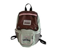 Asukohu Japanese Contrast Color Nylon Backpack Embroidery Letter Large Capacity Student Zippered Book Bag For School And Travel College School Bag