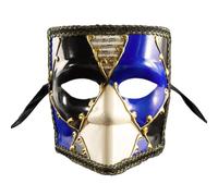 Asukohu Luxury Lace Trim Venetians Full Face Cover For Men Contrast Color Carnivals Eyemask With Ribbon For Masquerade Proms Mysterious