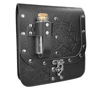 Asukohu Medieval Belt Bag with Cork Potion Bottle Leather Waist Bag Medieval Costume Accessory for Halloween Cosplay PU Leather Coin Holder, black, One Size