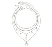 Asukohu Multi Layer Metal Sequin Beads Necklace for Women Unique Dark Styles Looking and Fashionable Statement Night Club Fashion Chain, one size, As described, As described