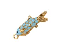 Asukohu Multicolored Metal Fish Pendant Craft Accessory for Unique Bracelets Creations Colorful Oil Drip Fish Pendant
