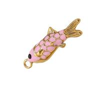 Asukohu Multicolored Metal Fish Pendant Craft Accessory for Unique Bracelets Creations Colorful Oil Drip Fish Pendant