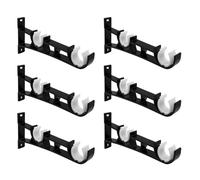 Asukohu Multipurpose Black Double Curtain Poles Brackets Wall Fixtures Metal Drapery Rails Holders Hook For 25mm Rods Set Of 6 Metal Curtain Poles