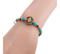 Asukohu Nepalese Handwoven Tibetan Styles Adjustable Featuring Alloy Beads and Natural Turquoise Stone for Cultural Fashion Accessories Ethnic