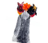 Asukohu Novelty Masquerades Hair Hoop Decorative Festival Hairwear Dress Up Headgear For Various Occasion Rose Veil Headbands