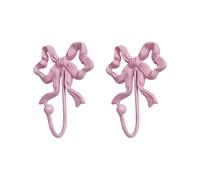 Asukohu Pack of 2 Practical Cast Iron Bows Shaped Hooks for Secure Hanging of Coat Hats Keys Decorative Hangers Kitchen Hook