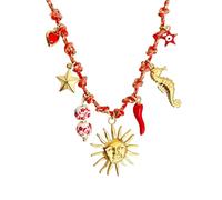 Asukohu Personalised Starfish Turtle Necklace with Adjustable Knot Rope Chain in Gold-Plated Beach Jewellery Sea Starfish Pendant Necklace, one size, As described, As described