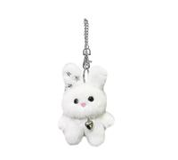 Asukohu Playful Rabbit Plush Keychain Handmade Keyring Craft Supplies Fashion Accessory Perfect for Keys and Bags Decoration Bag Charm, White, One Size