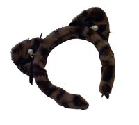 Asukohu Plush Cat Ear Hair Hoop for Teenage Girls Role Play Cats Women Costume Headband Music Festival Props Face Wash Band Leopard Ear, b, One Size